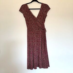 London Times Burgundy Patterned Midi Dress